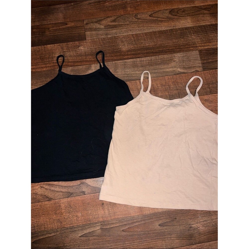Basic Spaghetti Strap Tank Top Duo - Black & Light Beige wonder nation M 7-8